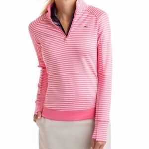 Vineyard Vines Women's Pink and White Striped Sweatshirt